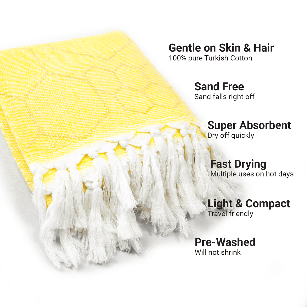 Serviette de bain turque luxueuse pour le quotidien – Jaune et orange, motif nid d’abeille